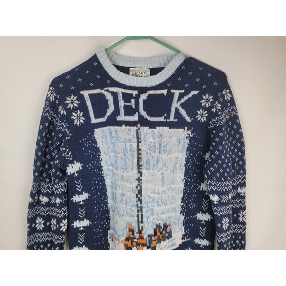 Game of Thrones Size M Ugly Christmas Sweater Deck The Wall HBO Navy Blue - Picture 2 of 9